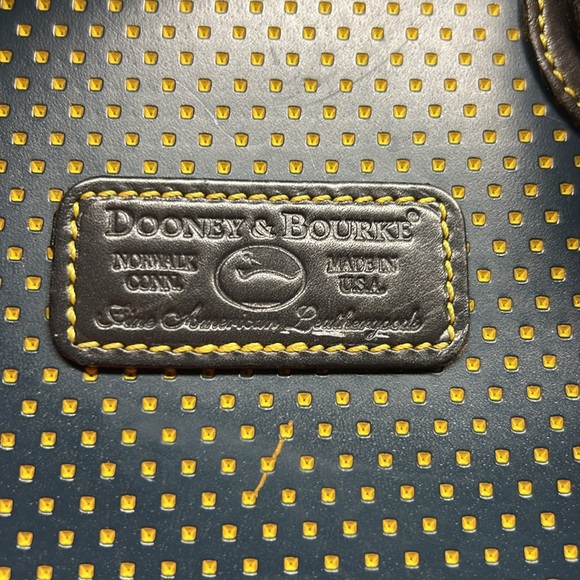 DOONEY & BOURKE Blue/Yellow/Black Leather Cabrio Top Zip Shoulder Made in USA - Picture 14 of 14